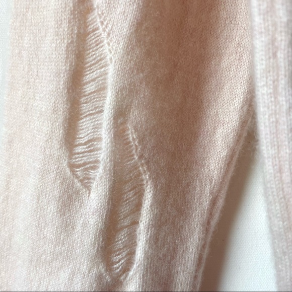 Distressed 100% Cashmere Sweater Lightweight by Fine Paris Light Pink Pure Small - Picture 6 of 9